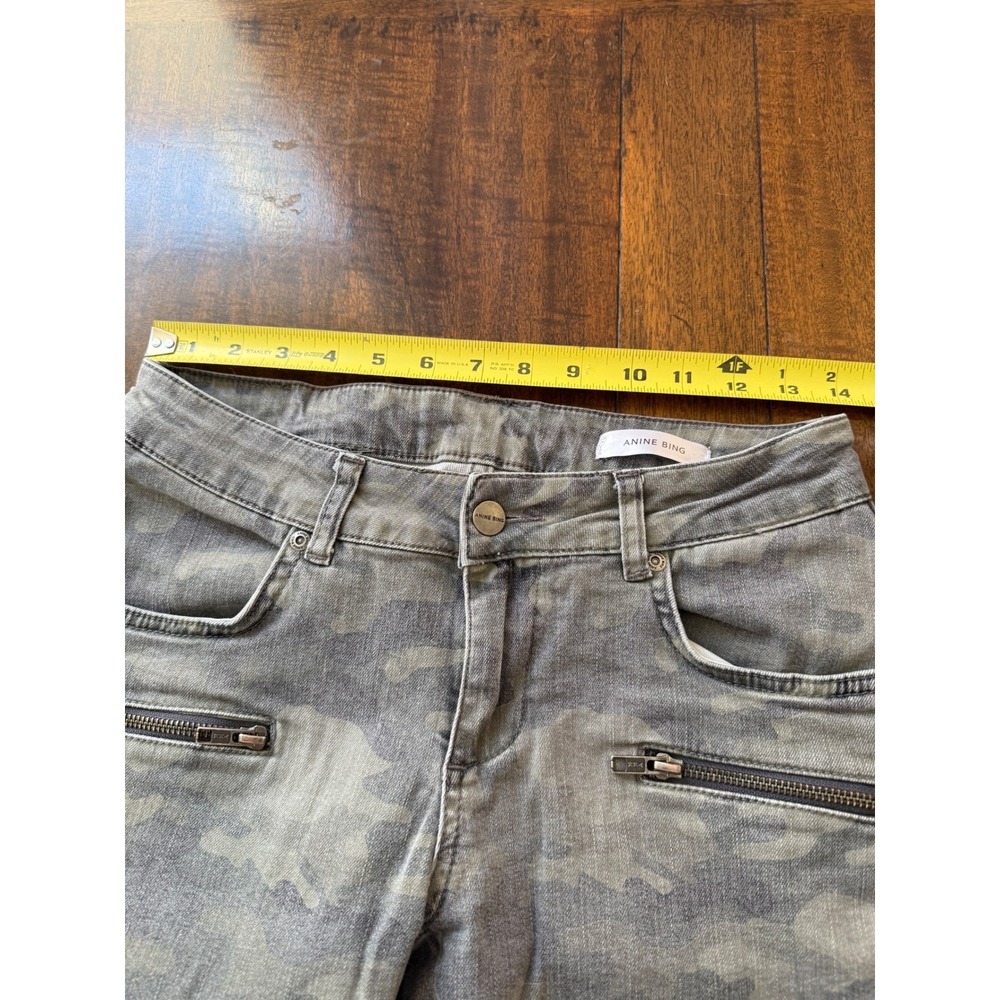 Anine Bing Womens Grey Camo Skinny Jeans Ankle Zip Moto Pants Size 27 - Picture 6 of 10